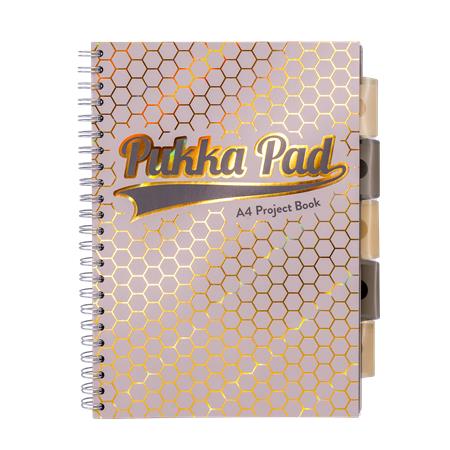 Spirálfüzet, A4, vonalas, elválasztóval, 100 lap, PUKKA PAD "Haze Project Book", vegyes szín